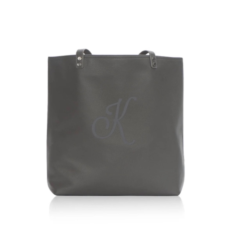 Thirty-one Around town tote Dark Gray Leather Bag with “K” embroidered NEW